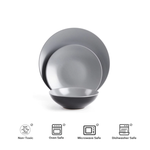 Round Kitchen Ceramic Plates Elegant HigH Quality Ceramic <b>Dinnerware</b> <b>Set</b> Premium Stoneware <b>Dinnerware</b> <b>Set</b> - Product Image 3