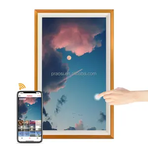 PROS Hot Sale Frame Smart Digital Photo 32 Inch WiFi Cloud Wooden Digital Photo Frame With Android IOS Frameo App Digital Frame