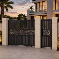 Portail coulissant en aluminium 6063-T5, lamelles de portail de villa, panneau octogonal découpé au laser, noir mat