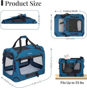 Trasportino di Lusso Oxford per Gatti con Chiusura a Cinghia, Regolabile e Pieghevole, Morbido, per 2 Gatti - Portatile per Viaggi <span class=keywords><strong>in</strong></span> Auto e Lunghi Tragitti - Product Image 5