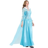 Eisprinzessin Kostüm Damenkleid Halloween Cosplay Outfit Blaue Schneekönigin Stil TV-Film Kostüm Erwachsenen Partykleidung