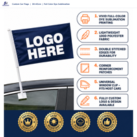 Drapeaux de fenêtre de voiture personnalisés double face durables avec clip universel pour défilés, fans de sport, décoration, bannières avec logo personnalisé