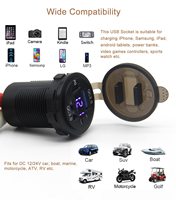56W PD USB 3-Port Auto-Ladebuchse mit Voltmeter, Ein/Aus-Schalter, 10A Sicherung, Auto Typ-C QC3.0 Schnellladegerät 12V Anschluss