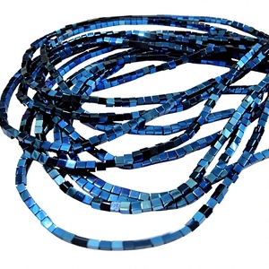 Cuentas de Hematita Azul Real en Forma de Cubo con Efecto Arcoíris, 2mm, Hilo de 16 Pulgadas para Fabricación de Joyas - Kit de Pulseras de Piedras Preciosas, Servicio de Muestras - Product Image 1