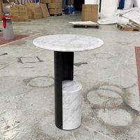 Plateau en marbre personnalisé Petite Table d'appoint ronde en marbre naturel de Carrare Table d'appoint blanche
