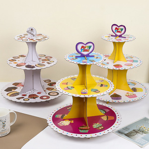 3 Tier <strong>Paper</strong> <strong>Cake</strong> Stand Cardboard Dessert Pastry Cupcake <strong>Display</strong> Stands for Wedding Birthday Party Decorating - Product Image 1