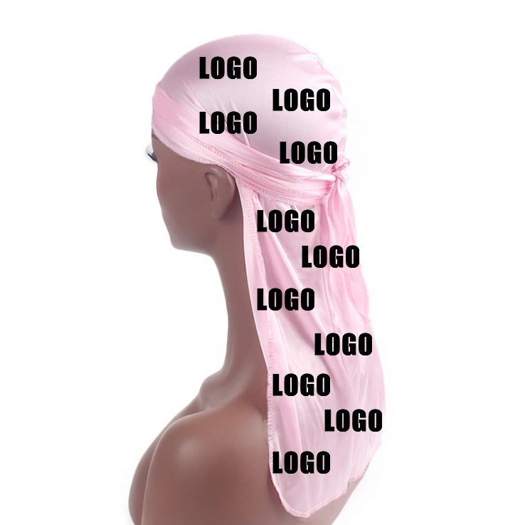 Оптовая продажа, атласные Чепчики для волос с логотипом под заказ, шелк, полиэстер, durag