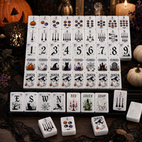 Jeu de Mahjong américain en acrylique de 160 tuiles, thème Halloween, bords arrondis lisses, tuiles de Mahjong en acrylique haute brillance, jeu de table personnalisé