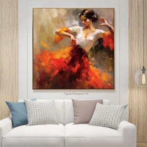 Peinture à l'huile faite à la main sur toile personnalisée avec une belle femme danseuse <span class=keywords><strong>de</strong></span> flamenco espagnole - Product Image 2