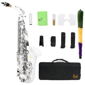 <span class=keywords><strong>Saxophone</strong></span> <span class=keywords><strong>alto</strong></span> rouge <span class=keywords><strong>SLADE</strong></span> avec clé en Mi bémol, corps en laiton, coquille blanche sculptée - Product Image 1