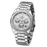 Montre chronographe à quartz pour homme, trois sous-cadrans, fenêtre de date, cadran bleu soleil, boîtier en or rose, bracelet en acier