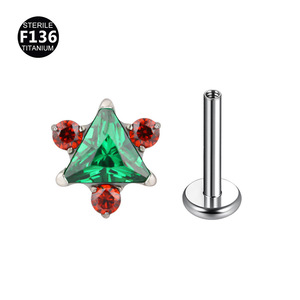 Pendientes <span class=keywords><strong>de</strong></span> <span class=keywords><strong>Titanio</strong></span> Gaby ASTM F136 con Zirconia G23, Tipo Stud Roscado, Accesorios DIY para <span class=keywords><strong>Piercing</strong></span>, Compromiso, Daith, Hélix, Cartílago - Product Image 3