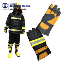 Gants de pompier EN659 Nomex avec paume en cuir, imperméables et résistants à la chaleur, bandes réfléchissantes