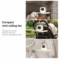 Ventilateur portable suspendu à batterie haute capacité avec moniteur intelligent, mini-ventilateur de plafond sans fil pour situations d'urgence et coupures de courant