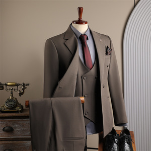 Slim Business Casual da uomo di alta qualità Blazer Color caffè traspirante doppio petto <span class=keywords><strong>sposo</strong></span> - Product Image 5