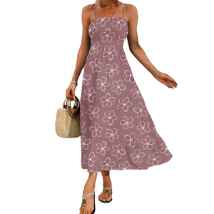 Mass Production Summer Girls Hawaiian Print Smocked <strong>Spaghetti</strong> <strong>Strap</strong> Milk Slik Vacation <strong>Dress</strong> Women's Holiday <strong>Dress</strong> - Product Image 6