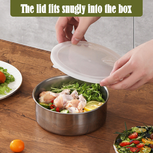 5 pièces ensemble moderne en acier inoxydable ensemble cuisine cuisine cuisinière boîte pots chauffant casserole récipient de stockage des aliments avec couvercle en plastique - Product Image 5