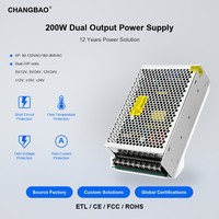 Alimentation électrique à double sortie 200W 5V 12V 15V 24V ±12V ±15V ±24V Deux sorties indépendantes Alimentation électrique à double commutation AC DC 200W