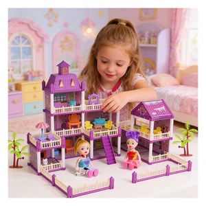 Juego de Juguetes de Cocina Familiar, Casa de Muñecas de Plástico para Niños, Villa de Juego Interior para Niños de 5 a 7 Años en Adelante - Product Image 2