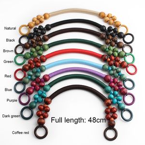 Poignées de sac perlées en bois, poignées de sac à main en corde de <span class=keywords><strong>nylon</strong></span>, poignées de sac de remplacement en forme de U pour la fabrication de sacs à bandoulière - Product Image 2