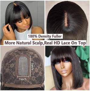 شعر مستعار بشري مستقيم بوب مع الانغماس 3x1 HD الدانتيل لاصق شعر مستعار بشري بوب مع الانغماس شعر مستعار بوب قصير للنساء السمراوات - Product Image 3