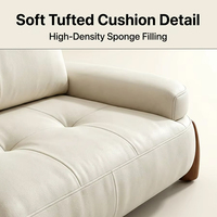 Canapé nuage capitonné à clés courbes couleur crème, canapé droit moderne trois places, design à assise profonde surdimensionnée, OEM pour mobilier de salon
