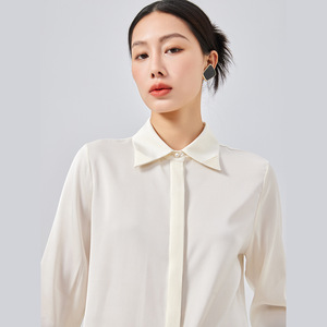 T-shirt en soie pour femme, cardigan à manches longues, style français, élégant, en soie de mûrier, collection printemps 202119, vente chaude - Product Image 1
