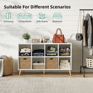 Libreria Moderna in Legno Multi-Cubo con Gambe, <span class=keywords><strong>Design</strong></span> Autonomo, Ripiani Aperti Personalizzabili, Organizzatore per Stoccaggio - Product Image 6