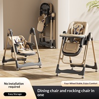 Chaise haute à bascule 2-en-1 pour bébé, réglable, avec musique, éveil musical intelligent, structure métallique