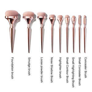 Professionelles 9-teiliges Make-up-Pinsel-<span class=keywords><strong>Set</strong></span> in Roségold mit individuellem Logo-Griff, dicke Borsten, Gesichtspinsel, Kosmetikpinsel-<span class=keywords><strong>Set</strong></span> - Product Image 5