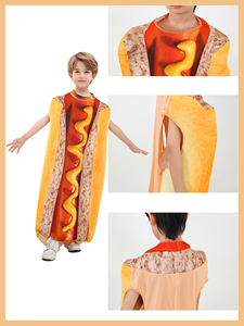 Costume d'Halloween imprimé Hot-Dog de dessin animé, mascotte amusante en forme de saucisse sans manches pour adulte unisexe, idéal pour <span class=keywords><strong>les</strong></span> fêtes costumées - Product Image 3