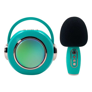 Mini Machine with 2 <b>Wireless</b> <b>Microphones</b> for Kids and Adults with LED Ambience Light, Suitable for Home, Birthday Party - Product Image 1