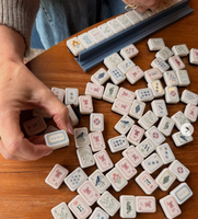 Jeu de tuiles de mahjong américain personnalisé, 160 pièces, élégant motif floral et d'animaux vintage, jeu de mahjong en acrylique 3 couches