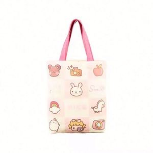 Natural <b>Extra</b> <b>Large</b> Canvas Tote Bag Custom Cartoon Pattern Stylish Reusable Shoulder Shopping Gift with Logo <b>Printing</b> - Product Image 3