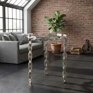 Aluminum <b>Coffee</b> <b>Table</b> with <b>Glass</b> <b>Top</b> Luxury Design Antique Appearance-Living Room Furniture - Product Image 2
