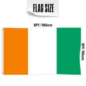 3x5Ft คุณภาพสูง Triple/Double Layer Plus ผ้ากันแสง 100D ผ้าโพลีเอสเตอร์ธงชาติ Cote_d'Ivoire สหราชอาณาจักรประเทศ - Product Image 2