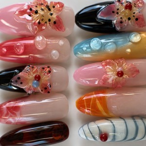 Uñas Postizas Acrílicas 3D con Diseño de Flores y Mariposas, Uñas Postizas Pre-Diseñadas, Largas, Estilo Stiletto, Almendradas, Cuadradas, para Salón de Belleza - Product Image 6
