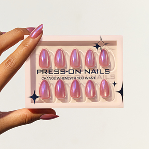 <span class=keywords><strong>Uñas</strong></span> Postizas de Color Morado <span class=keywords><strong>Vino</strong></span>, Efecto Ojo de Gato, Forma Almendrada, <span class=keywords><strong>Uñas</strong></span> Acrílicas de Lujo con Polvo Aurora Deslumbrante - Product Image 4