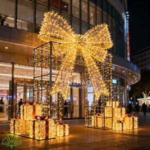 SENZHAO - Juego de Luces LED 3D Grandes con Diseño de Caja de Regalo, IP65, Marco de Hierro, Decoración Navideña para Centros Comerciales y Exhibiciones Comerciales - Product Image 2