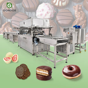 Machine de production manuelle de mini-biscuits et de donuts aux fruits secs avec enrobage au chocolat et refroidissement, à vendre - Product Image 1