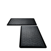 UKISS Lot de 2 tapis de cuisine anti-fatigue rembourrés, imperméables et antidérapants en PVC noir 17,3'x28' + 17,3'x28', lavage à la main uniquement