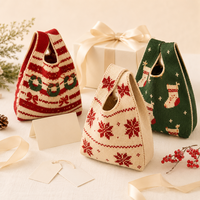 Sac de poignet tricoté haute densité personnalisé avec logo et étiquette tissée sur mesure pour cadeaux de marque de détail sur le marché européen