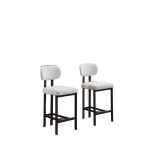 Modern Counter Height Bar Stools Set 2 Chenille Upholstered Backrest- Metal Legs Eco-Friendly Outdoor Hotel <b>Kitchen</b> Dining <b>Chair</b> - Product Image 1