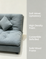Sofá Cama Convertible Moderno de Terciopelo, Sofá Plegable de Espuma de Alta Densidad para Sala de Estar, Apartamento, Habitación de Invitados
