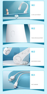 SL605 Nuevo Ventilador de Cuello Portátil USB de 800 mAh, Mini Ventilador Recargable, Enfriamiento Rápido para Exteriores, Estilo Deportivo, Manos Libres - Product Image 4