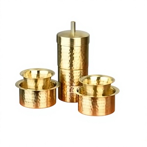 Ensemble de Dabara en laiton indien de luxe, rond, avec deux niveaux amovibles et 2 compartiments, portable pour un service haut de gamme, matériaux sûrs - Product Image 1