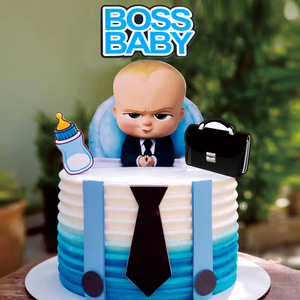 Nouveau Mignon Boss Joyeux Anniversaire Cake Topper Dessin Animé Bébé Garçon Cupcake Topper Baby Shower Garçons 1er Anniversaire Décorations de Gâteau - Product Image 2