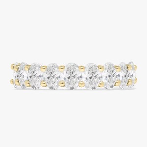 Anillos de media eternidad de diamantes cultivados en laboratorio de 2 quilates, oro macizo de 14K y 18K, corte ovalado, anillos de boda con engaste de puntas, modernos, apilables, minimalistas - Product Image 4