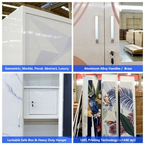 Armoire Métallique Moderne en Gros avec Finition Imprimée Personnalisée, <span class=keywords><strong>Portes</strong></span> Miroir Partielles Détachables, <span class=keywords><strong>Meuble</strong></span> 2 <span class=keywords><strong>Portes</strong></span> pour Chambre et Salon - Product Image 5