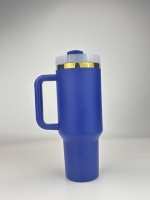 Gobelets isothermes personnalisés avec logo, 40 oz, plaqués or miroir, avec poignée, gobelet de sport isolé sous vide avec poignée détachable